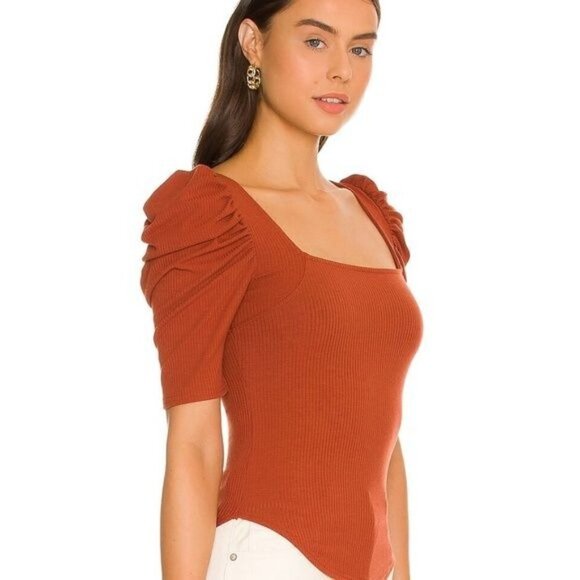 We the Free Ribbed Square Neck Cropped Ribbed Top Charcoal Gray Size M NWT - Picture 7 of 8